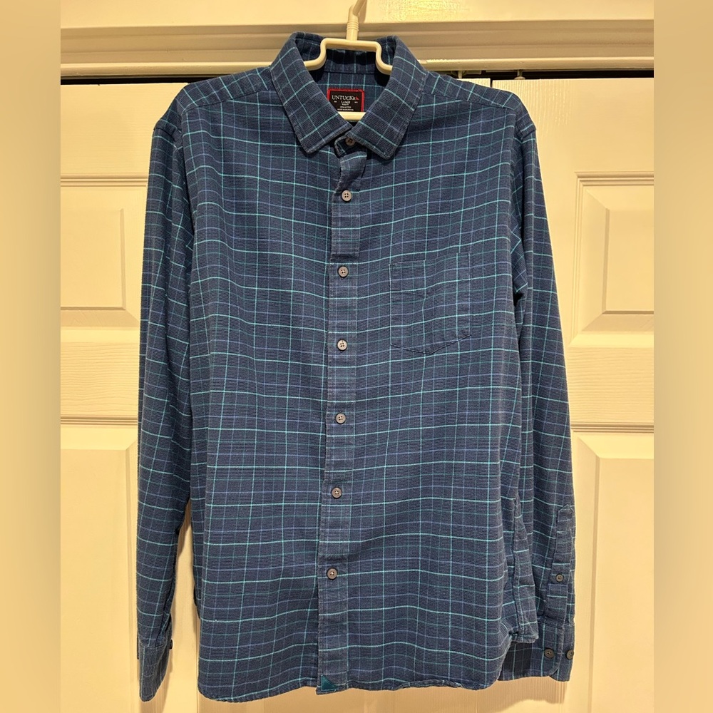 Untuckit Blue Plaid Button-Down Shirt